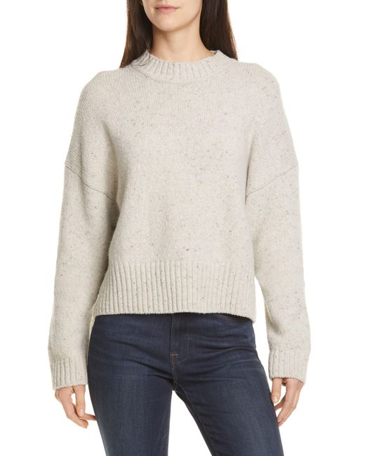 Vince Multicolor Boxy High Neck Nep Merino Wool Blend Sweater