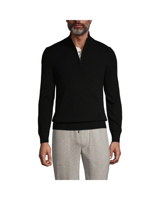 Lands' End Black Fine Gauge Cashmere Quarter Zip for men