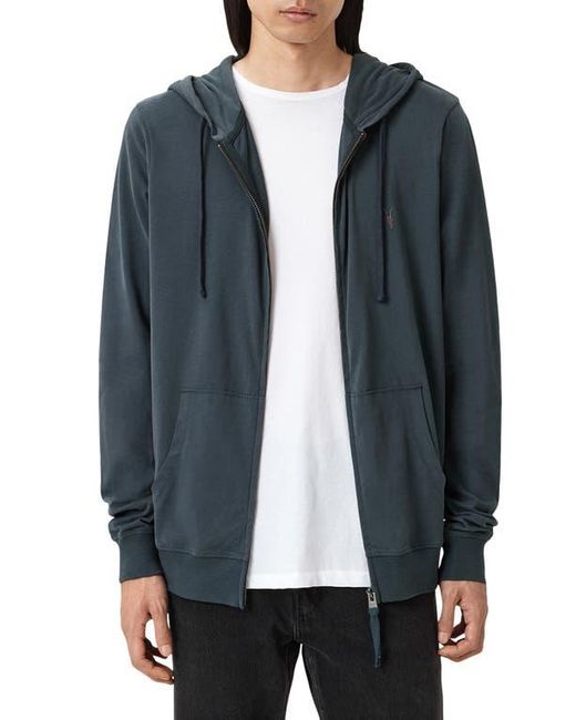 AllSaints Blue Brace Zip Hoodie for men