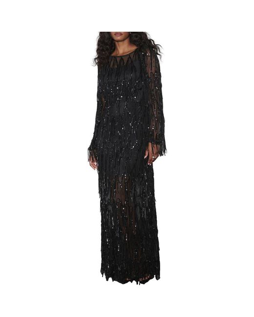 next black sequin dress Marienne Black Velvet Sequin Long Sleeve Mini Dress - US 6