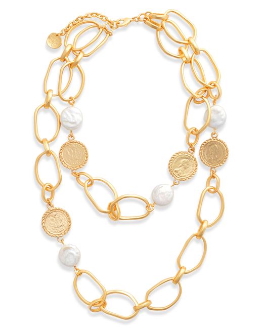 Karine Sultan Metallic Pearl & Coin Layered Necklace