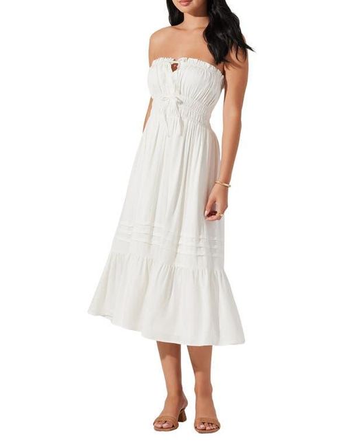 Astr White Aubrie Strapless Midi Sundress