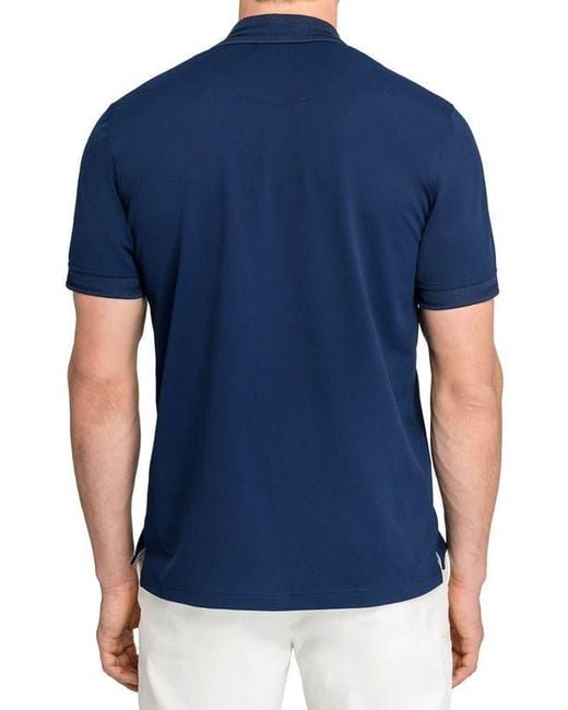 Con.struct Blue Slim Fit Short Sleeve Solid Polo for men