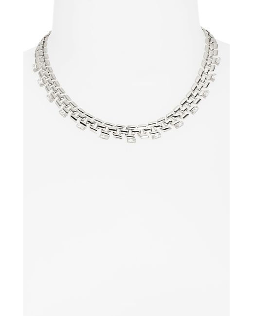 Nordstrom White Chunky Geometric Cubic Zirconia Chain Necklace