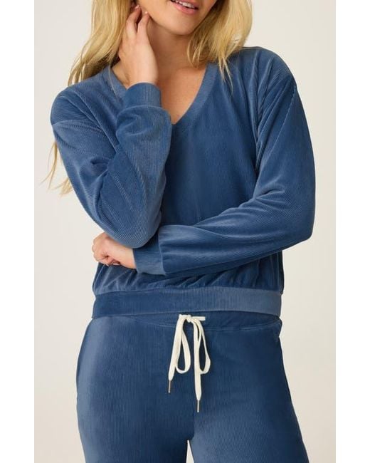 Pj Salvage Blue Craving Corduroy Long Sleeve Pajama Top