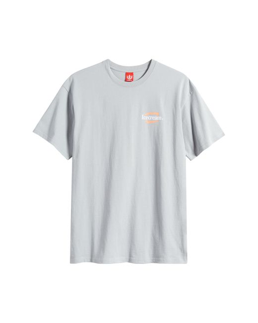 ICECREAM Gray Logo Cotton Graphic T-shirt for men