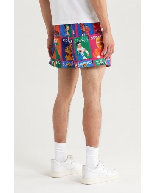 Market Blue Illustrated Tech Shorts for men