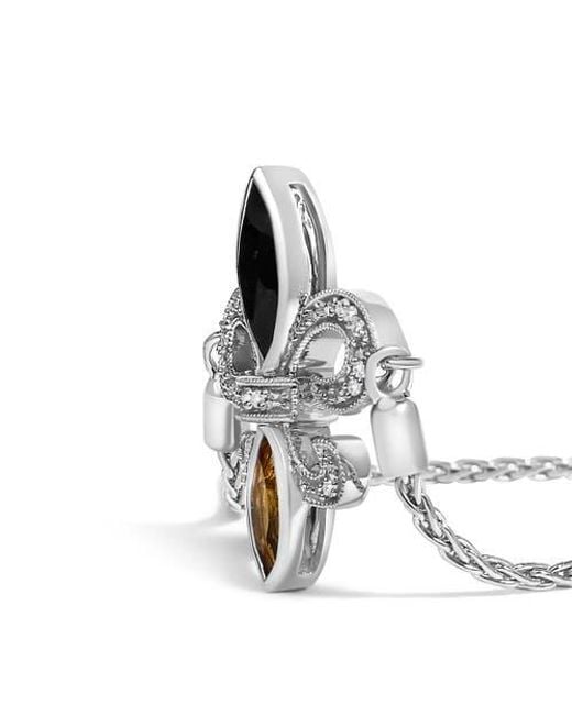 Haus of Brilliance Metallic Marquise Onyx, Citrine, And Diamond Accent Lariat