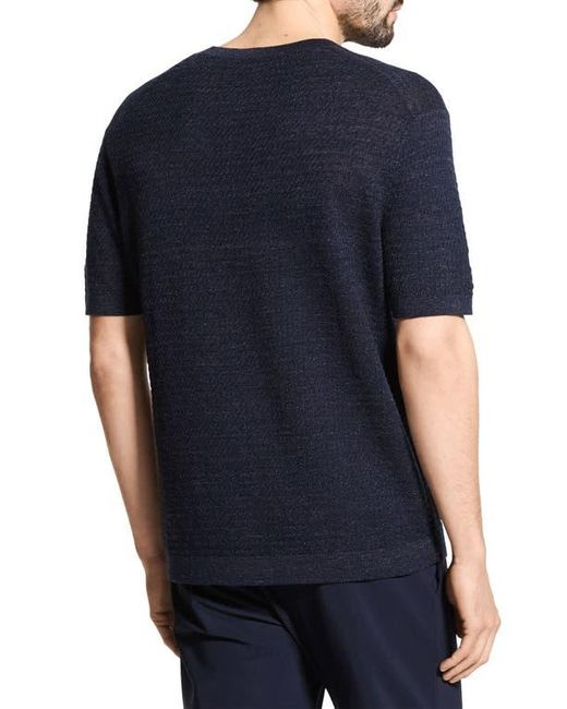 Theory Black Kolben Short Sleeve Linen & Cotton Blend Crewneck Sweater for men