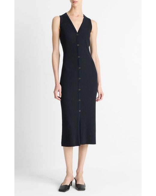 Vince Women's Black Sleeveless Rib Midi Dress