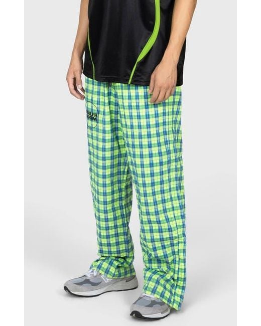 Pleasures X Boiler Room Practice Plaid Track Pants in Green for
