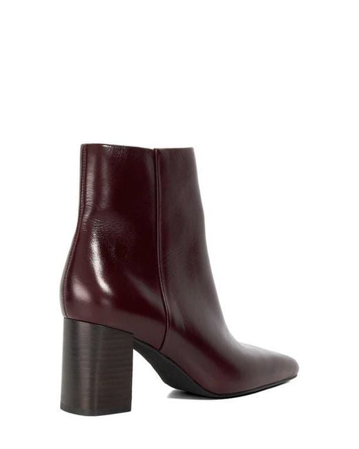 Dune Brown Panamas Block Heel Bootie