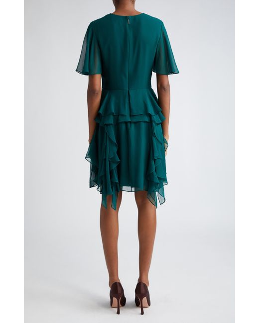 Jason Wu Green Asymmetric Ruffle Detail Silk Chiffon Dress