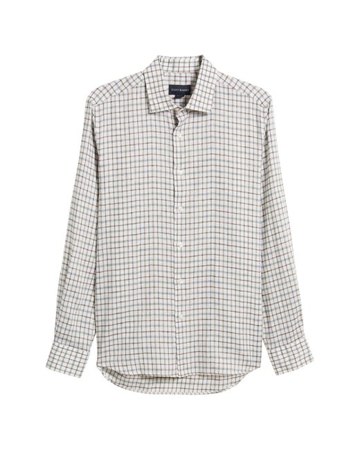 Scott Barber White Tattersall Check Linen Twill Button-up Shirt for men
