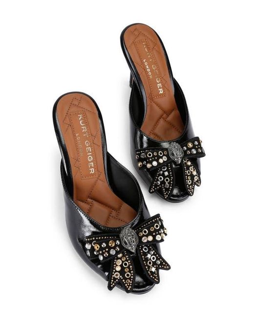 Kurt Geiger Black Belgravia Stud Bow Slide Sandal