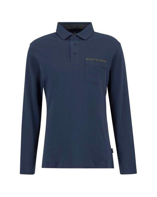 Barbour Blue Corpatch Long Sleeve Polo for men
