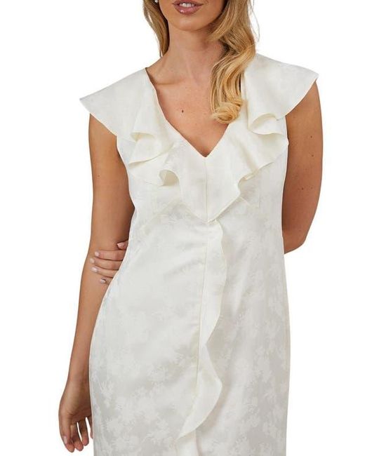 Oasis White Satin Jacquard V-Neck Bridesmaid Dress