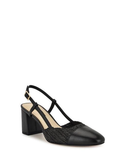 Nine West Black Unda Slingback Cap Toe Pump