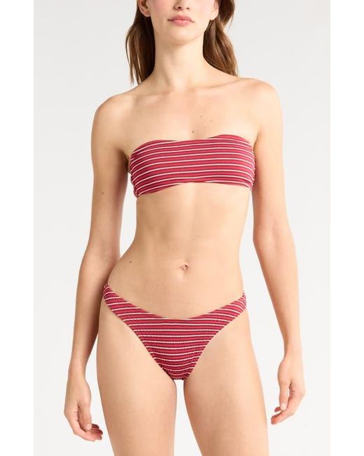 PacSun Red Emily Stripe High Leg Scoop Bikini Bottoms