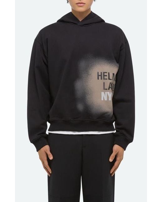 Helmut Lang Black Spray Graphic Hoodie for men