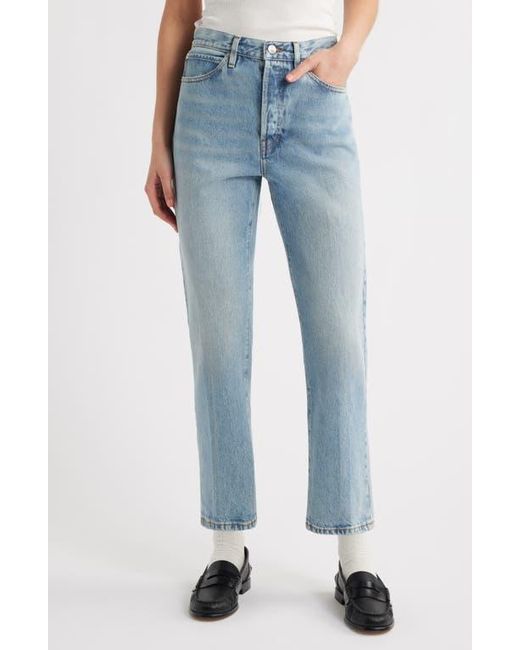 FRAME Blue The Vertical High Waist Ankle Relaxed Straight Leg Jeans