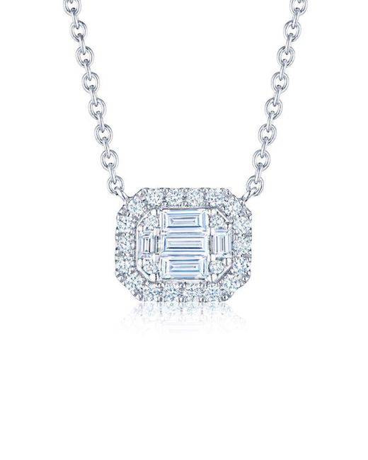 Kwiat Blue Emerald Diamond Halo Pendant Necklace