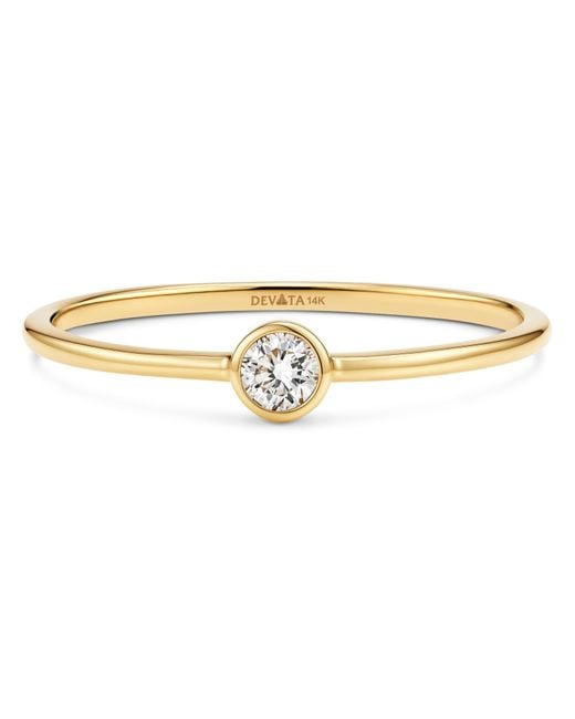 DEVATA Metallic Round Bezel Lab Grown Diamond Solitaire Ring