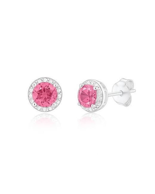 Donatello Gian Pink Sterling Halo Stud Earrings