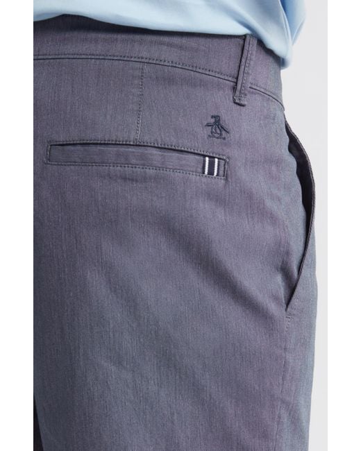 Original Penguin Blue 8-inch Flat Front Stretch Chino Shorts for men