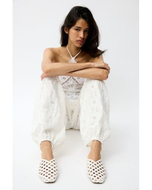H&M White Interwoven Mules