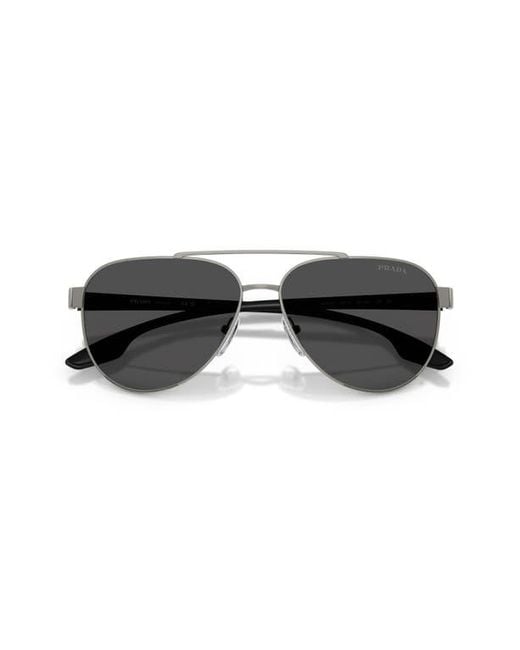 Prada Linea Rossa Black 58Mm Polarized Pilot Sunglasses for men