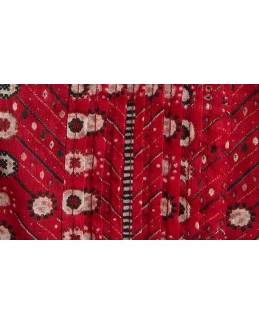 Isabel Marant Red Madrana Print Flutter Sleeve Top