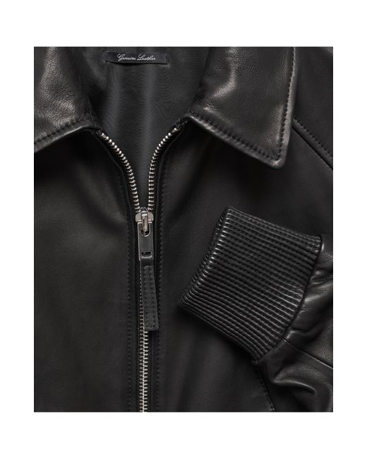 Mango Black Leather Aviator Jacket