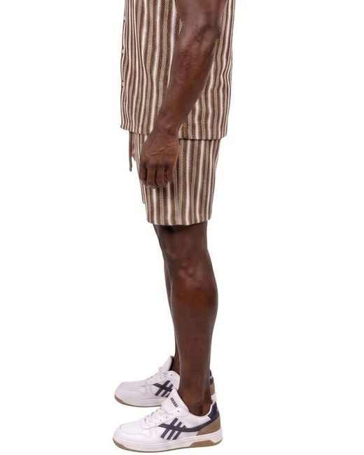 Maceoo Brown Knit Drawstring Shorts for men
