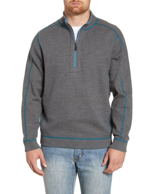 Tommy Bahama Flipsider Reversible Quarter zip Pullover in Blue for