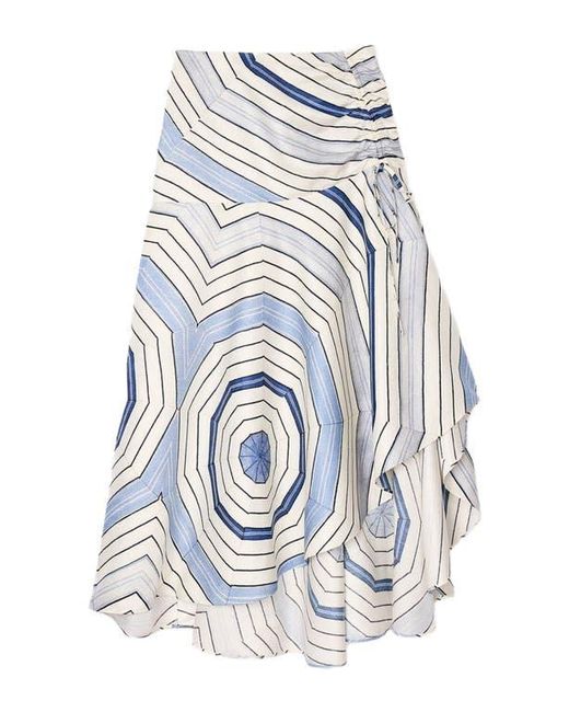 Sandro White Spiral-Motif Maxi Skirt