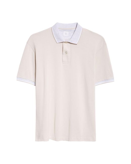 Eleventy Tipped Piqué Knit Polo in White for Men | Lyst