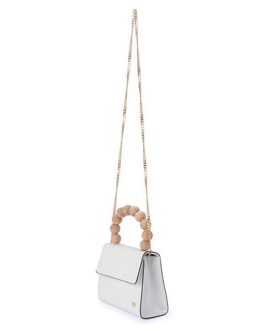 Olga Berg White Caylee Wooden Bead Handbag