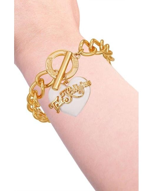 True Religion Metallic Chunky Heart Charm Bracelet