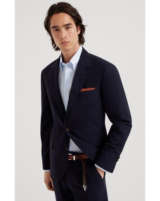Brunello Cucinelli Blue Wool And Silk Blazer for men