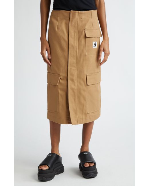 Sacai Natural Carhartt Wip Cotton Canvas Cargo Skirt