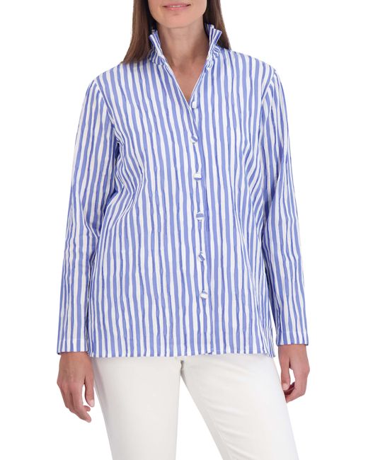 Foxcroft Blue Carolina Frill Collar Shirt