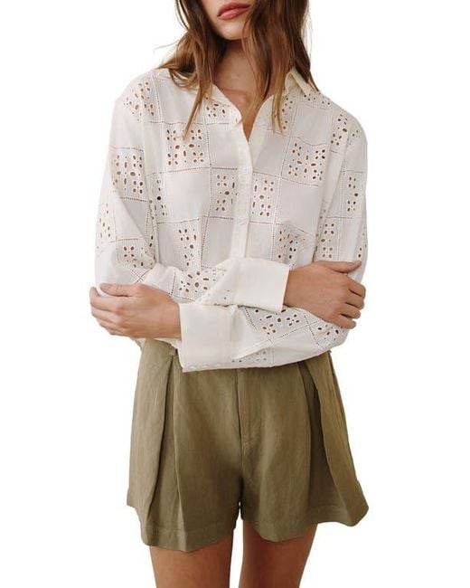 Bella Dahl Multicolor Embroidered Eyelet Button-Up Shirt