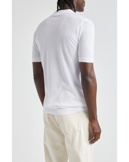 John Smedley White Roth Solid Sweater Polo for men