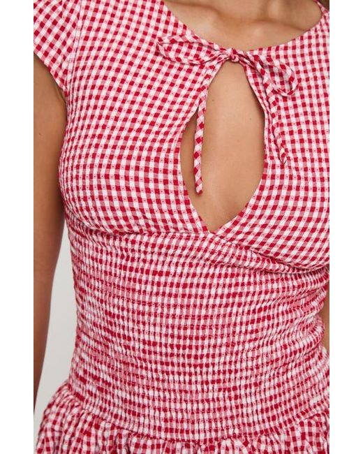 Princess Polly Ladybug Gingham Smocked Minidress in Pink | Lyst