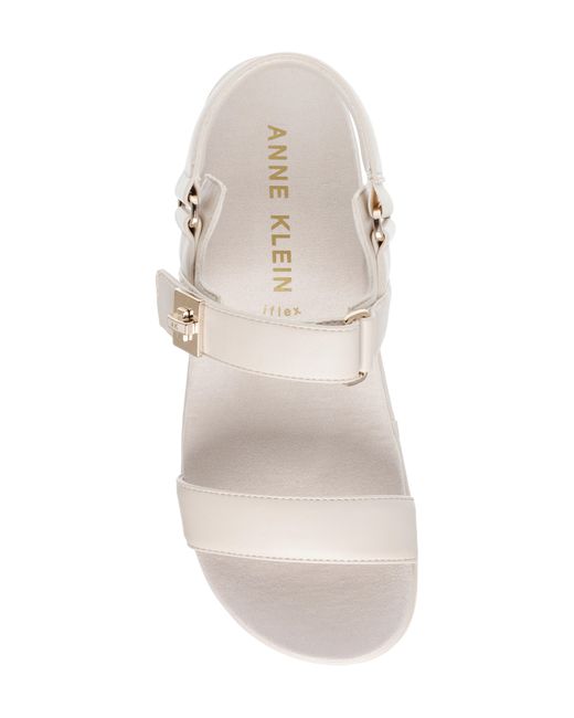 Anne Klein White Violette Slingback Platform Wedge Sandal