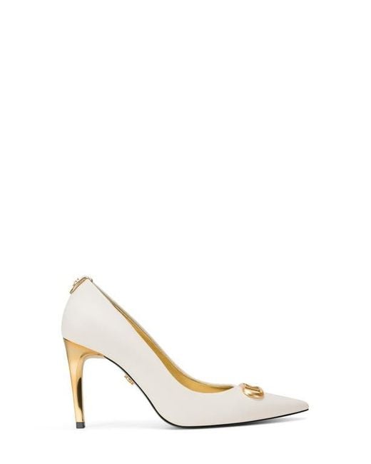 Donna Karan White Panthia Pointed Toe Pump