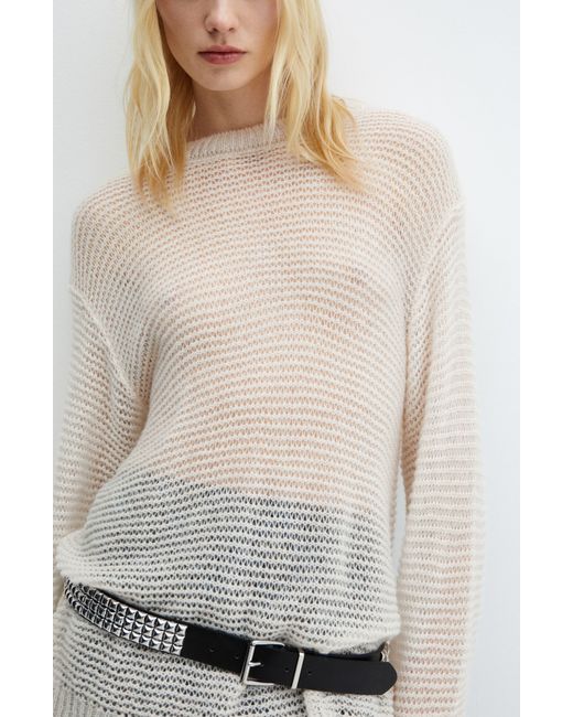 Mango White Grumpi Open Stitch Jersey Sweater