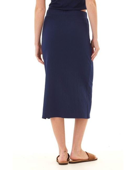 Threads For Thought Blue Adella Textured Jersey Midi Skirt