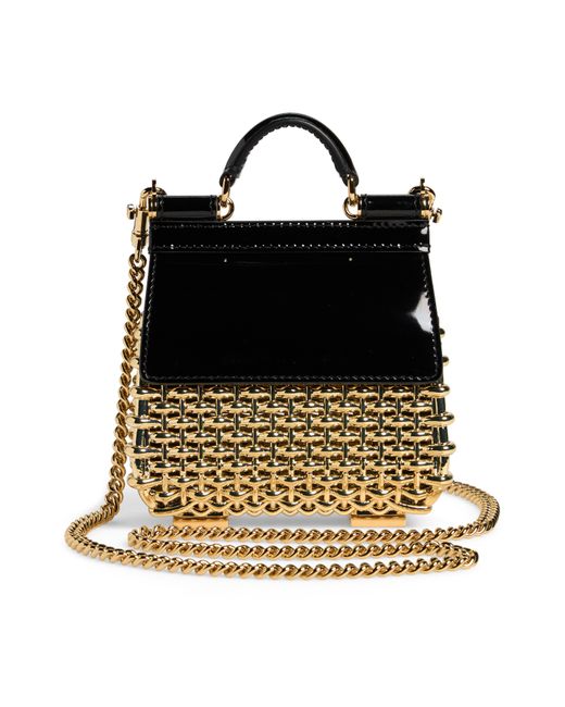 Dolce & Gabbana Black Mini Sicily Box Cage Shoulder Bag